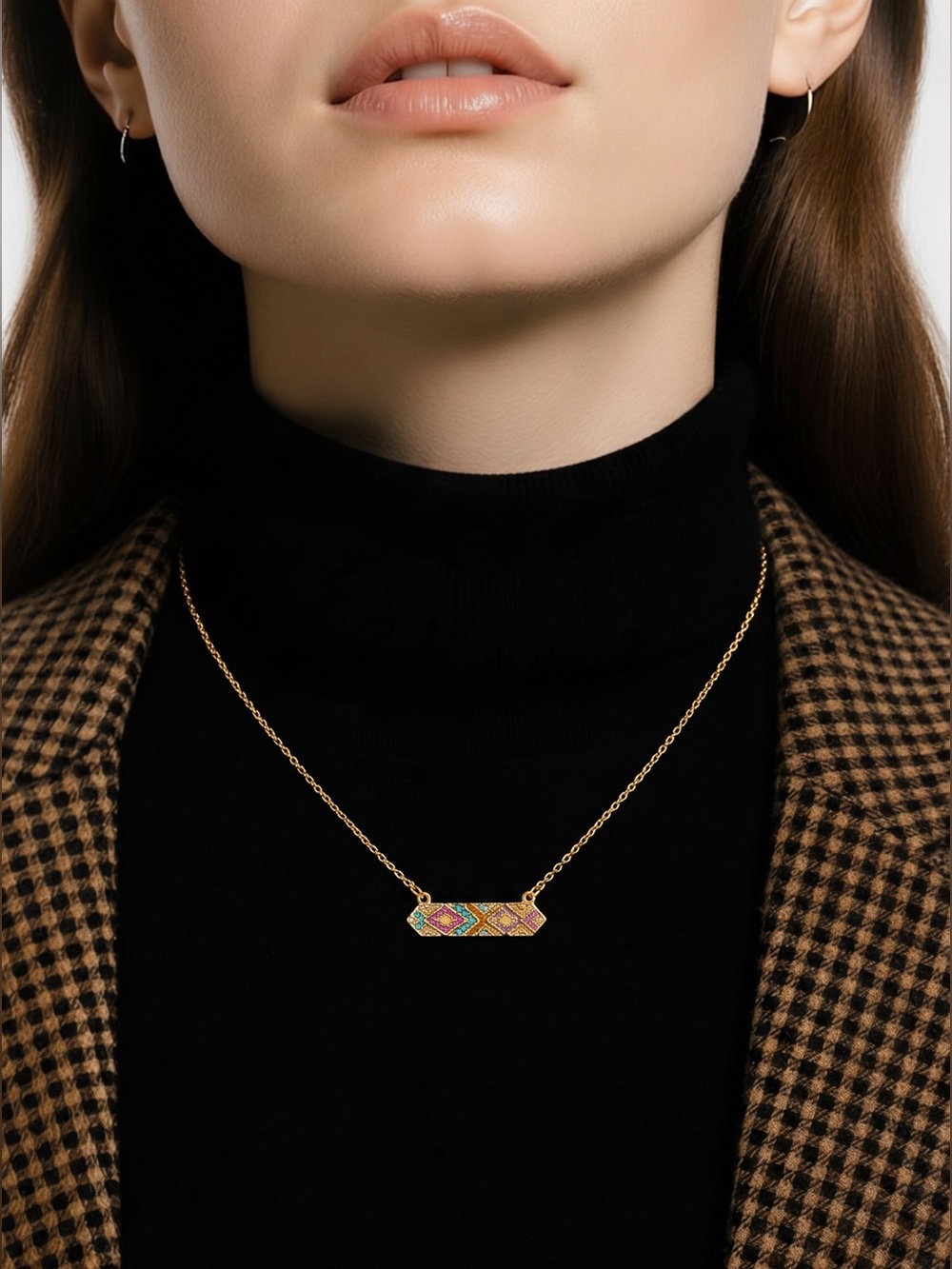 Plunder Necklace ELLA - GOLD CHAIN W/CRSTL BAR 18.25"-20.25" ADJ